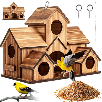 Nichoir Suspendu en Bois 5 Trous