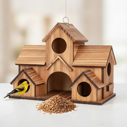 Nichoir Suspendu en Bois 5 Trous