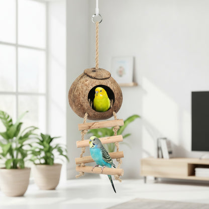 Cabane Nid en Noix de Coco Suspendue pour Oiseaux