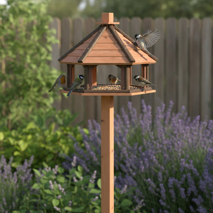 Nichoir Mangeoire en Bois avec Support