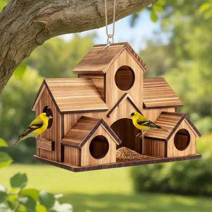 Nichoir Suspendu en Bois 5 Trous