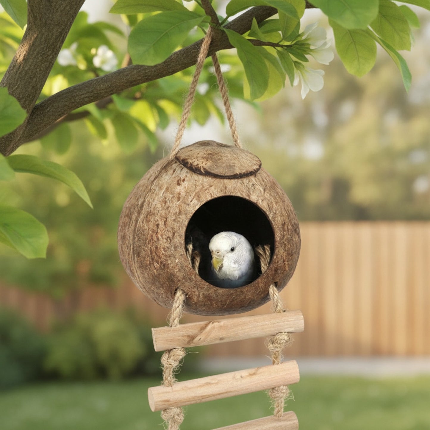 Cabane Nid en Noix de Coco Suspendue pour Oiseaux
