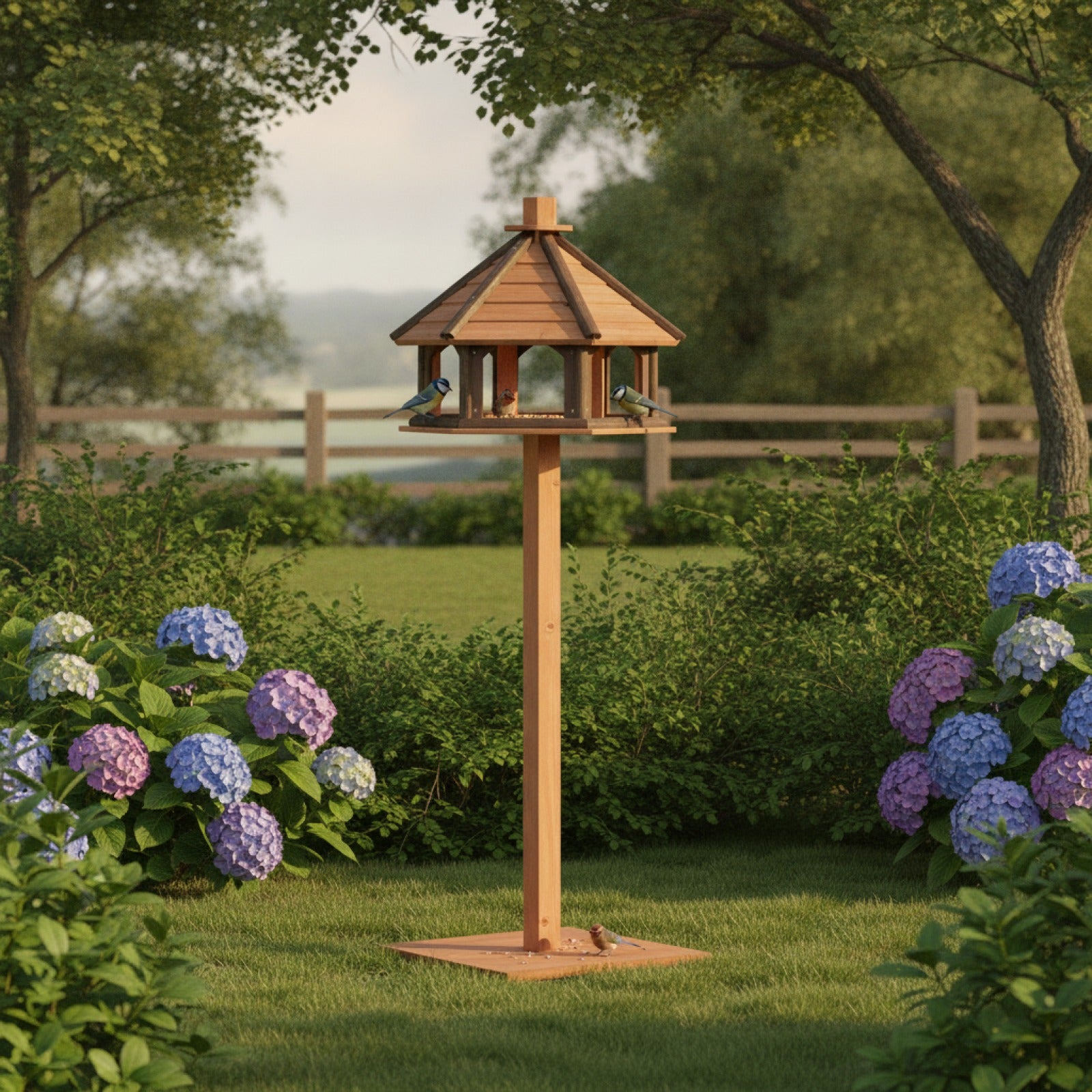 Nichoir Mangeoire en Bois avec Support
