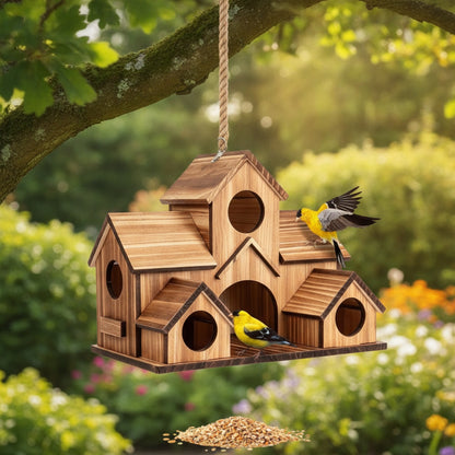Nichoir Suspendu en Bois 5 Trous