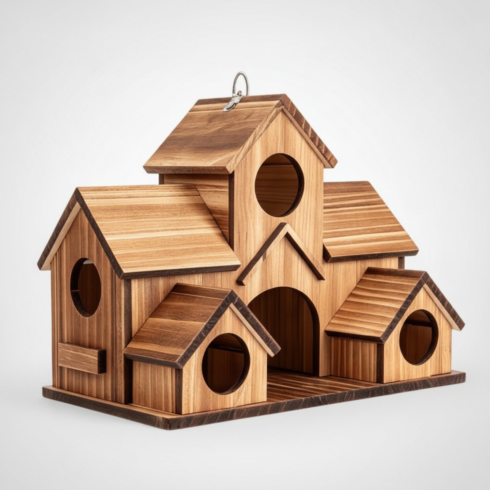 Nichoir Suspendu en Bois 5 Trous